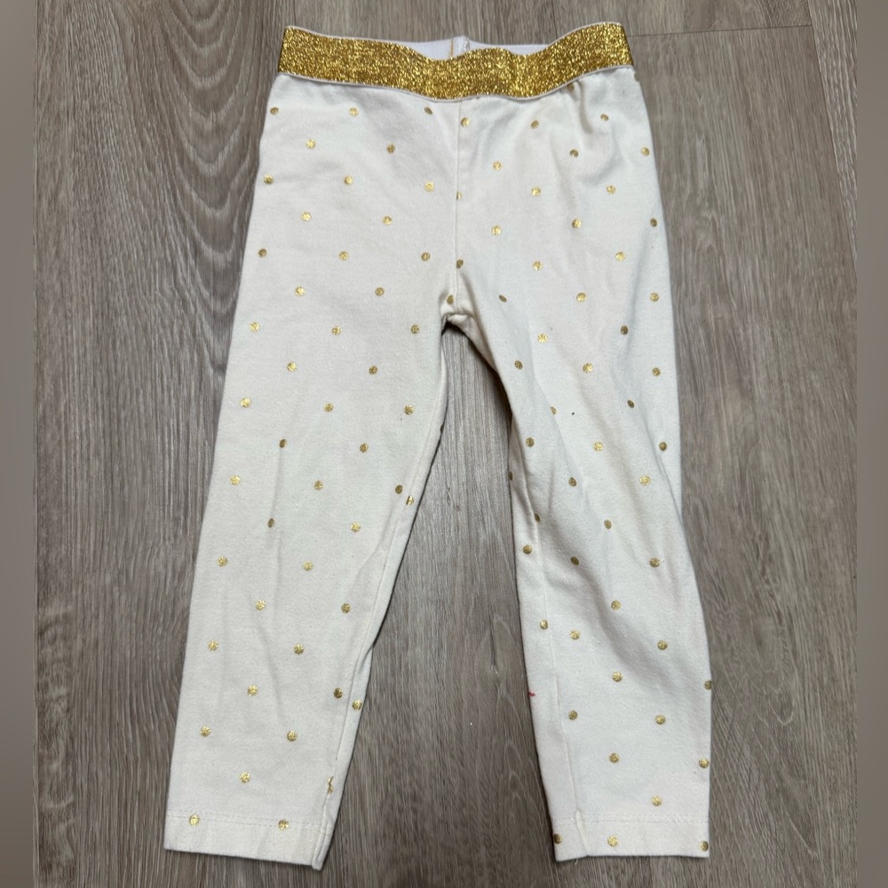 Holiday Time Cream Leggings with Gold Dots